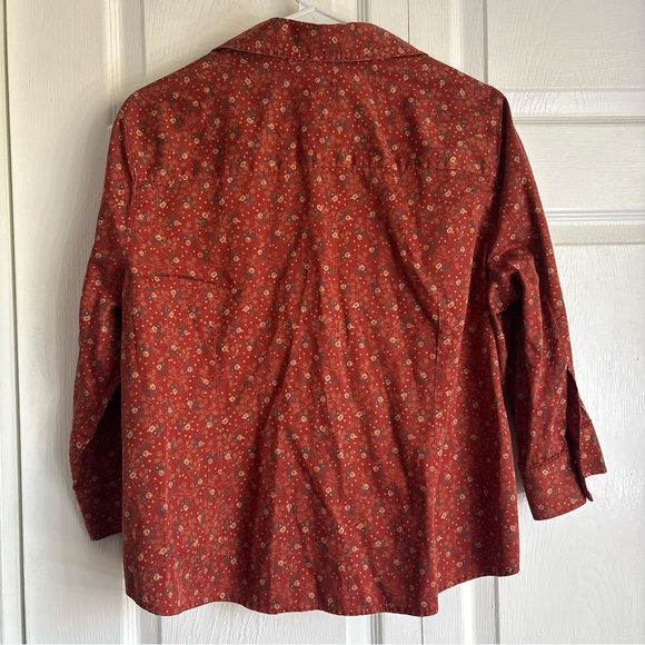 Vintage Valerie Stevens Burnt Orange 3/4 Length Sleeve Button Up Blouse -Size XL - Picture 6 of 7